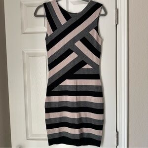 Ted Baker London Knit Bodycon Dress Pink Grey Stripe Black Size 1